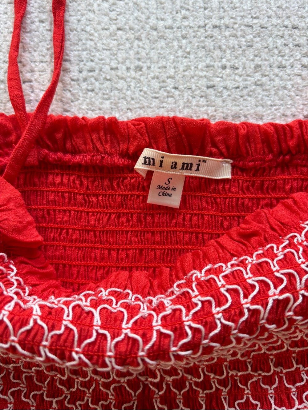 MiAmi Smocked Babydoll Spaghetti Strap Top, Size Small - Picture 4 of 6
